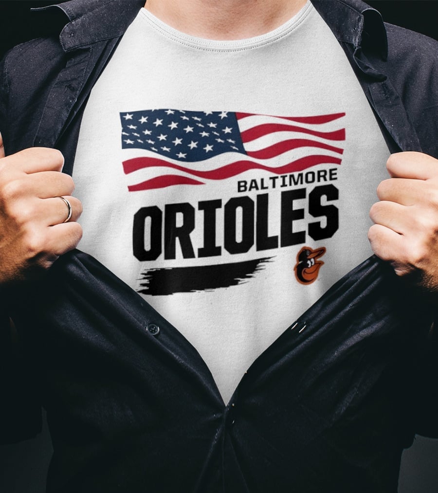 Baltimore Orioles American Flag MLB Team T-Shirt