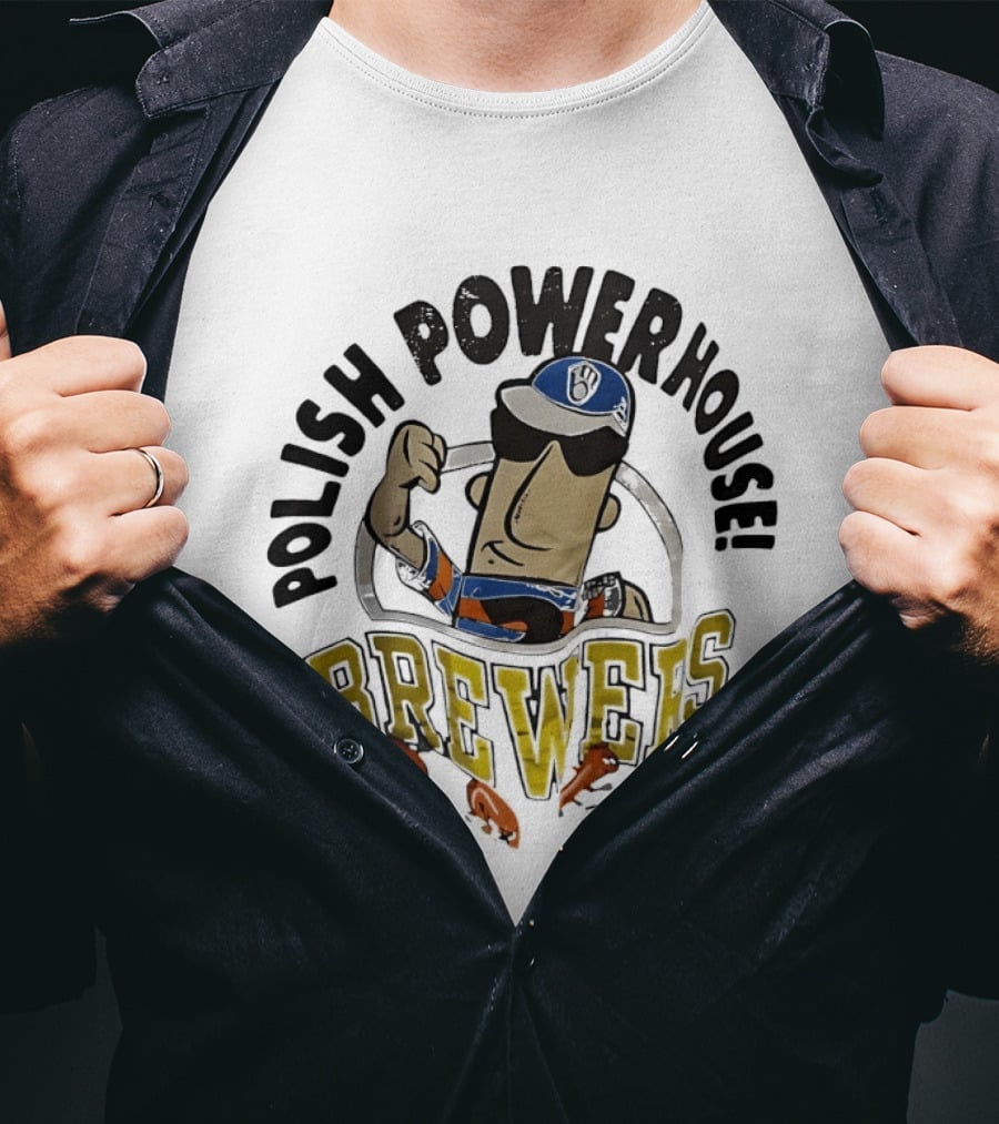 Milwaukee Brewers Polish Powerhouse Sausage Flexing T-Shirt