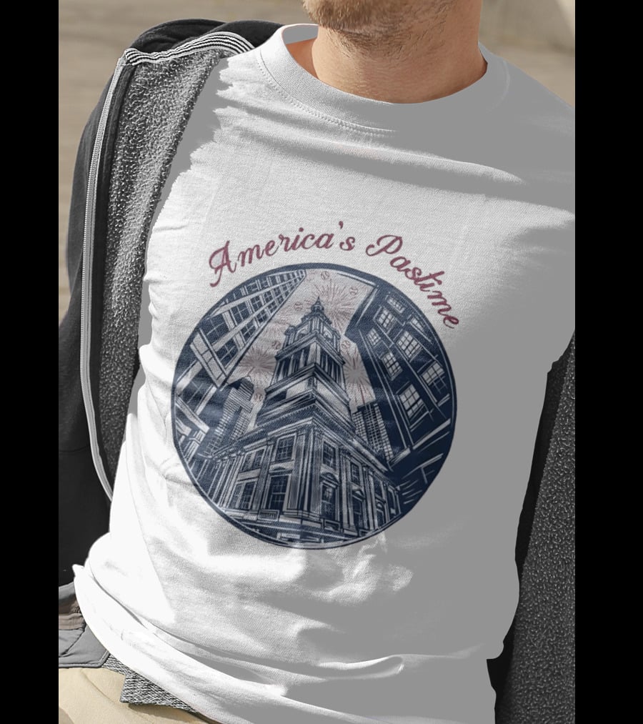 Philadelphia Independence Hall America's Pastime Baseball T-Shirt