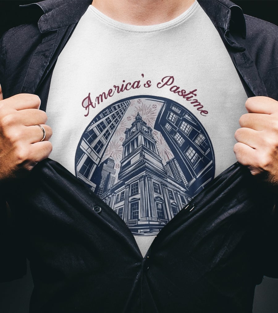 Philadelphia Independence Hall America's Pastime Baseball T-Shirt
