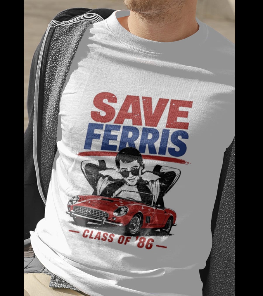 Save Ferris Class Of '86 Red Car Iconic Look T-Shirt