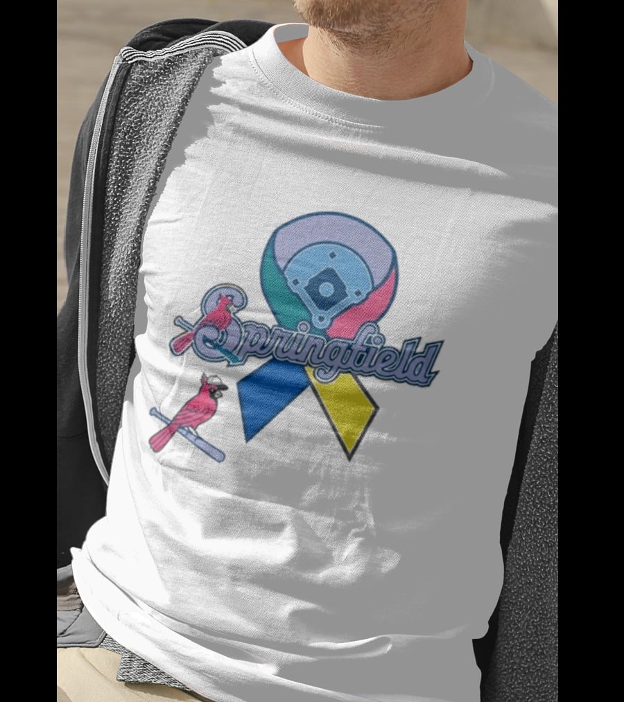 Springfield Cardinals Awareness Ribbon Baseball Team Unity T-Shirt
