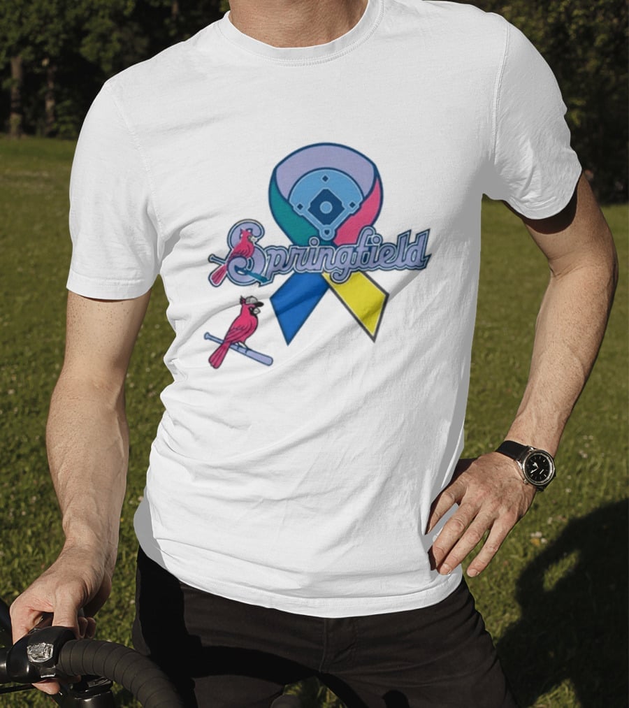 Springfield Cardinals Awareness Ribbon Baseball Team Unity T-Shirt