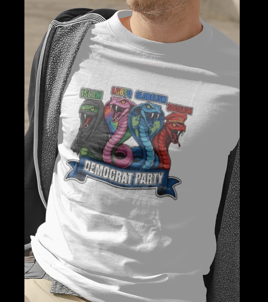 Islam LGBTQ Globalism Socialism Democrat Party Cobra Banner T-Shirt