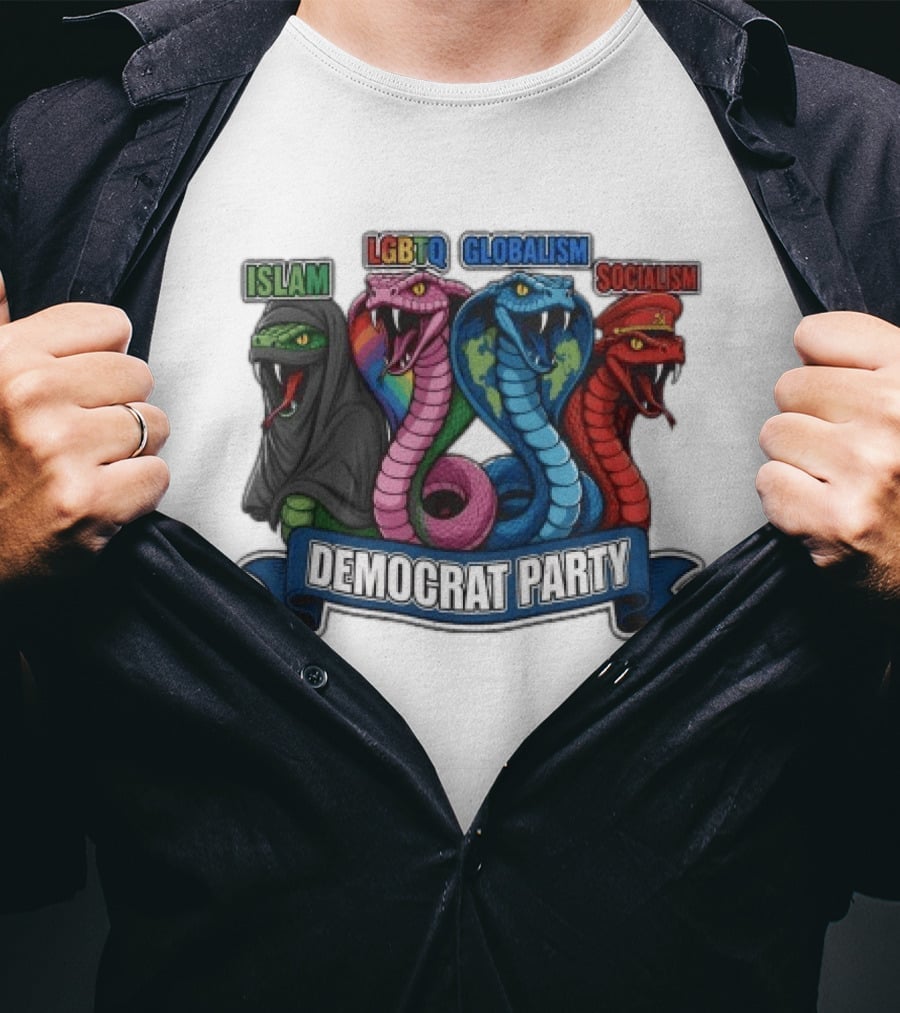Islam LGBTQ Globalism Socialism Democrat Party Cobra Banner T-Shirt