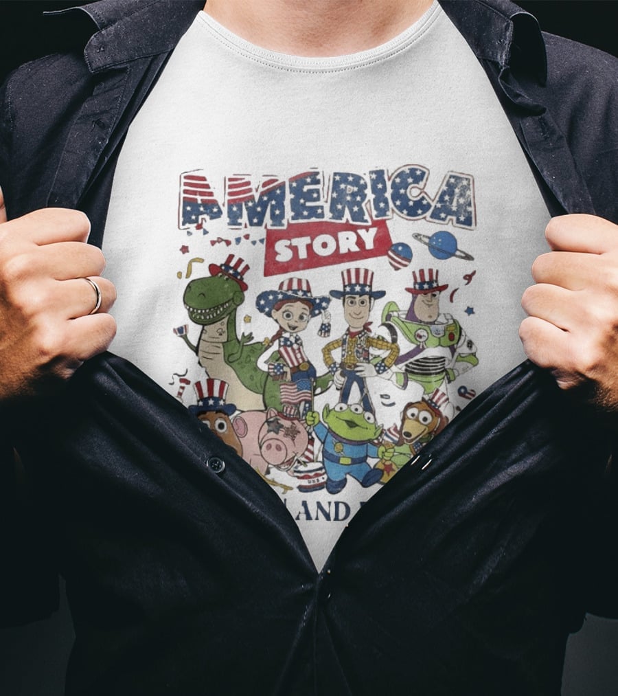 America Story To 250th And Beyond Fourth Of July Toy Story Characters T-Shirt