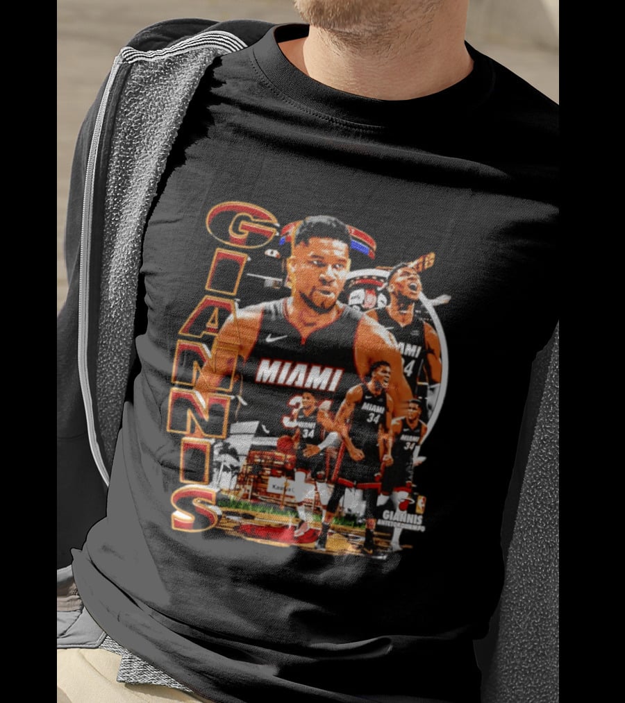 Giannis Antetokounmpo Miami Heat 90s Bootleg Retro Basketball T-Shirt