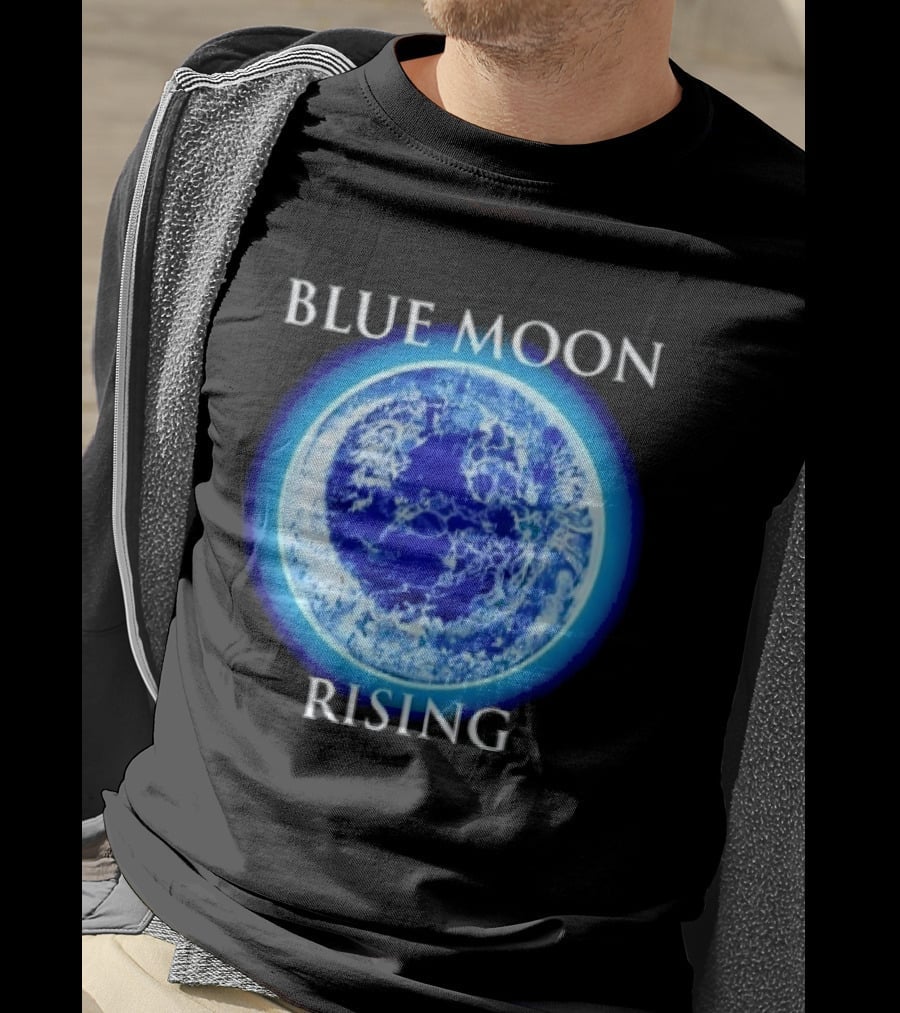 Blue Moon Rising Astronomy Celestial Night Sky Planetary T-Shirt