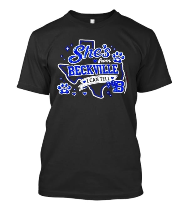 She's From Beckville I Can Tell Texas Pride Paw Prints Hearts T-Shirt