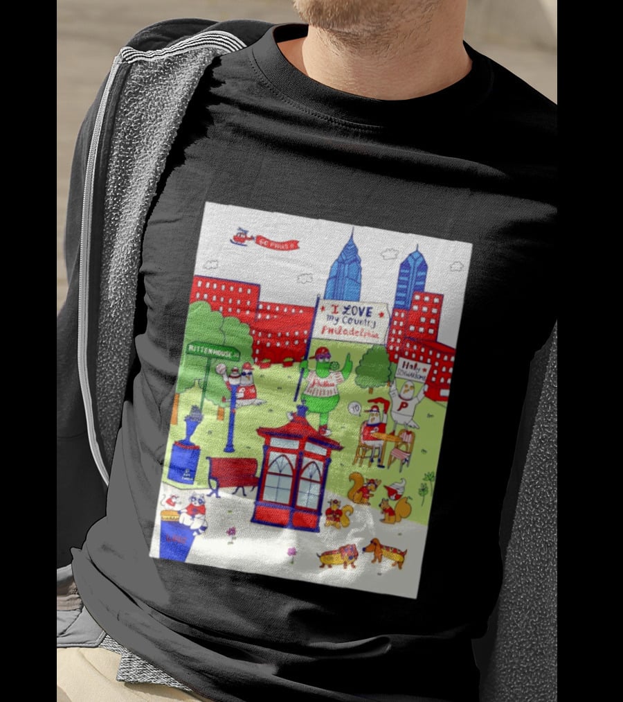 Philadelphia Phillies I Love My Country Rittenhouse Square Phillies Go Phils T-Shirt