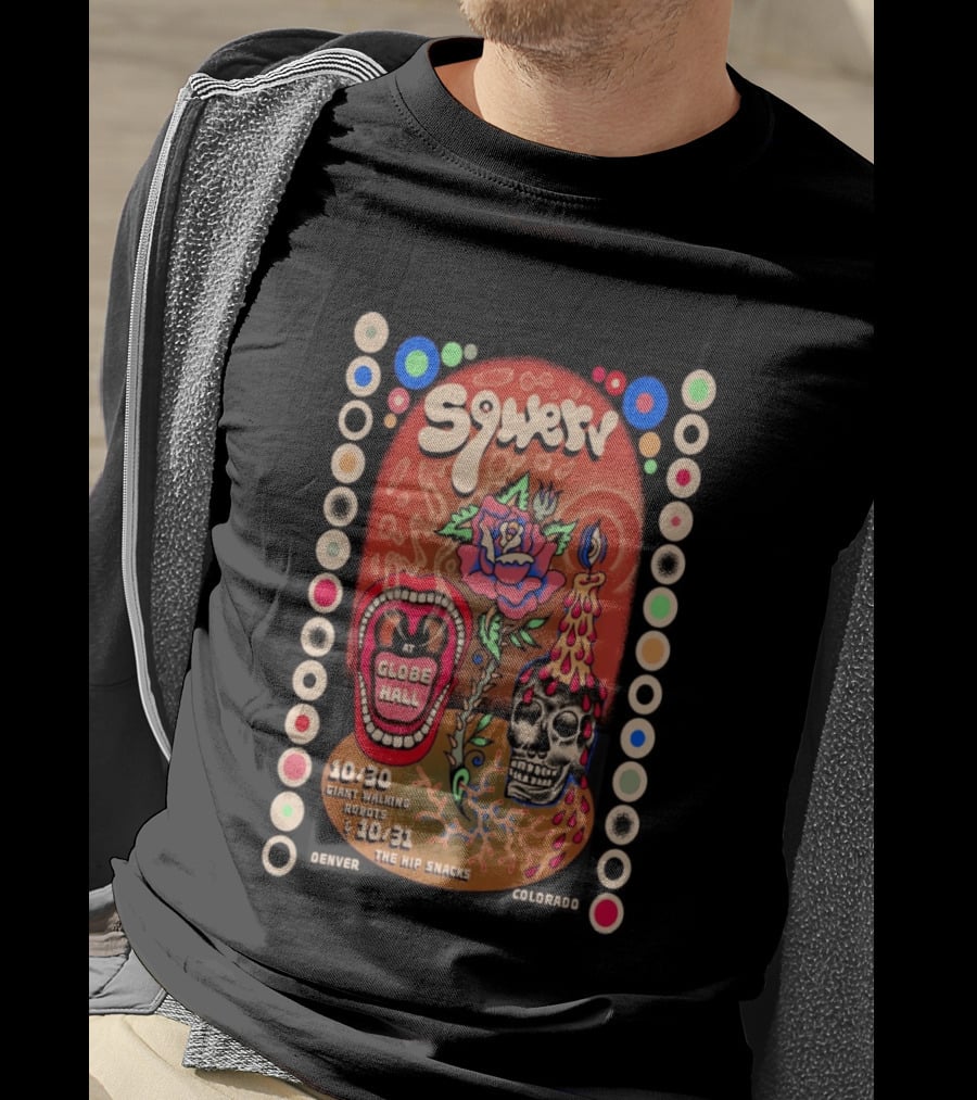 Sqwerv Globe Hall Denver October 30 31 2026 Giant Walking Robots Hip Snacks T-Shirt