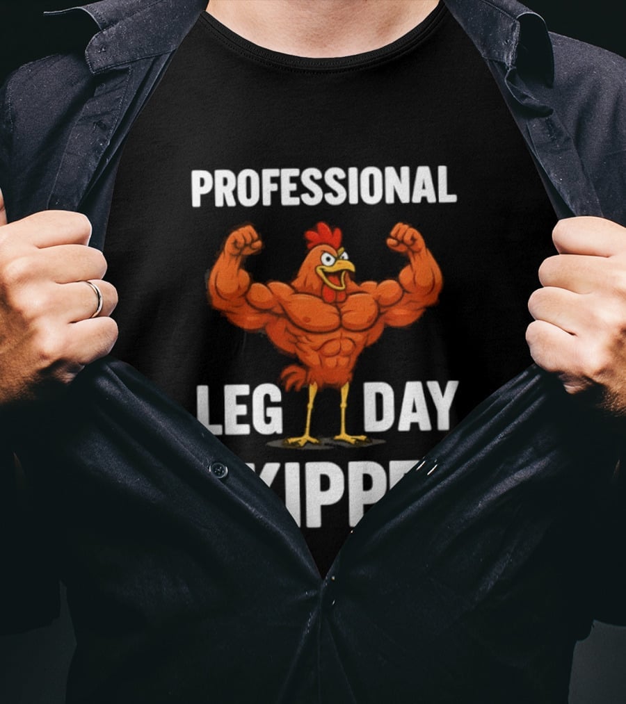 Professional Leg Day Skipper Buff Chicken Gym Humor T-Shirt