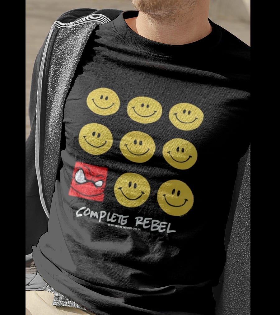 Complete Rebel Smiley Faces Red Square T-Shirt