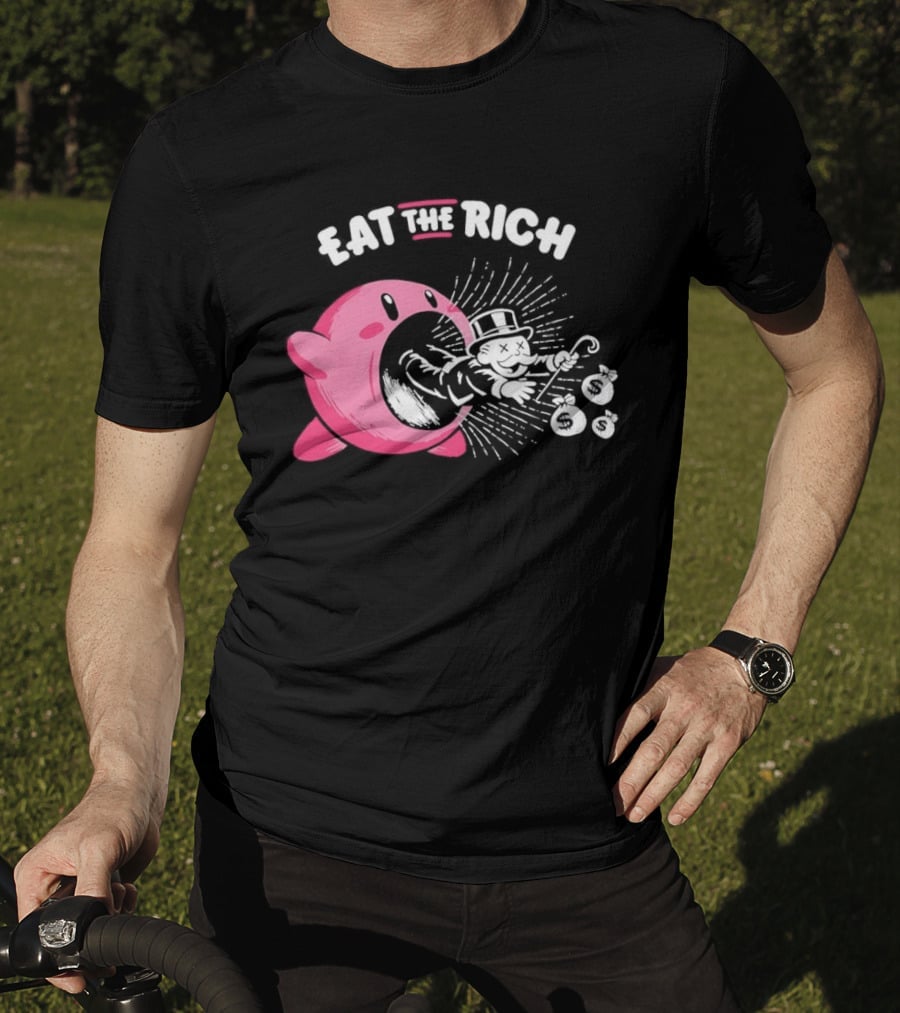 Eat The Rich Kirby Devours Rich Uncle Pennybags Dollar Signs T-Shirt