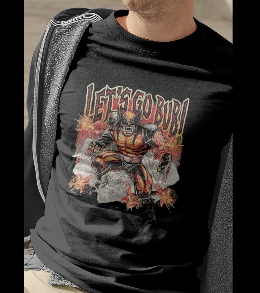 Wolverine Let's Go Bub Retro Comic Style Fierce Action Scene T-Shirt