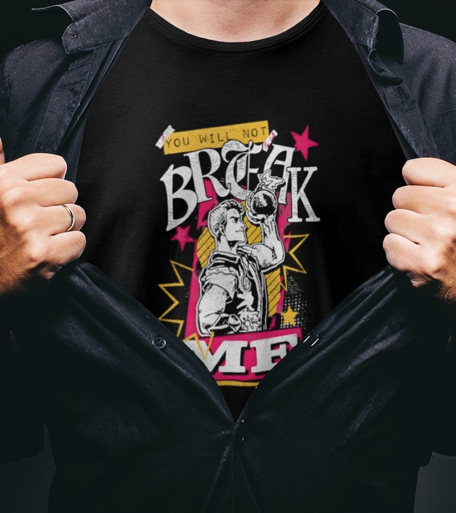Break Me Bomb Guy Bold Typography Power Starburst T-Shirt