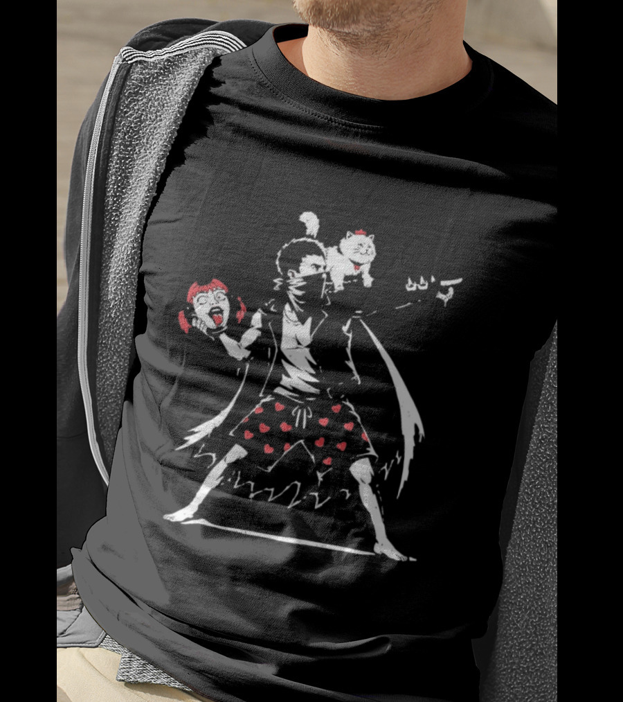 Dungeon Crawler Carl Meets Banksy Flower Thrower Chicken Pants Hearts T-Shirt