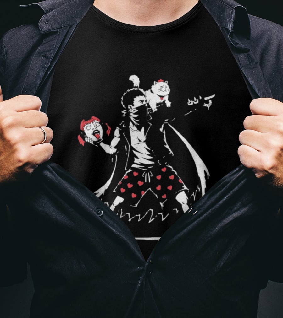 Dungeon Crawler Carl Meets Banksy Flower Thrower Chicken Pants Hearts T-Shirt
