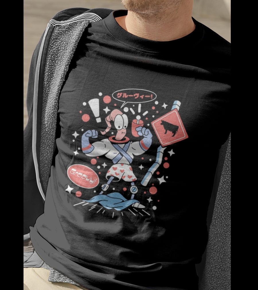 Earthworm Jim Groovy Boxer Shorts Cow Sign T-Shirt