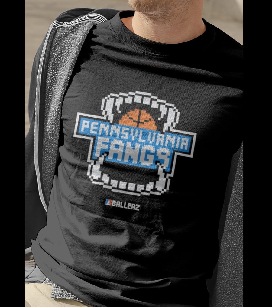 Pennsylvania Fangs Ballerz Basketball Retro Pixel T-Shirt