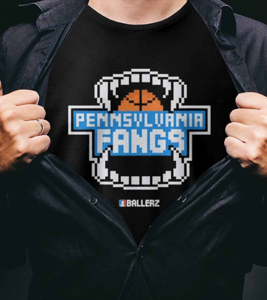 Pennsylvania Fangs Ballerz Basketball Retro Pixel T-Shirt