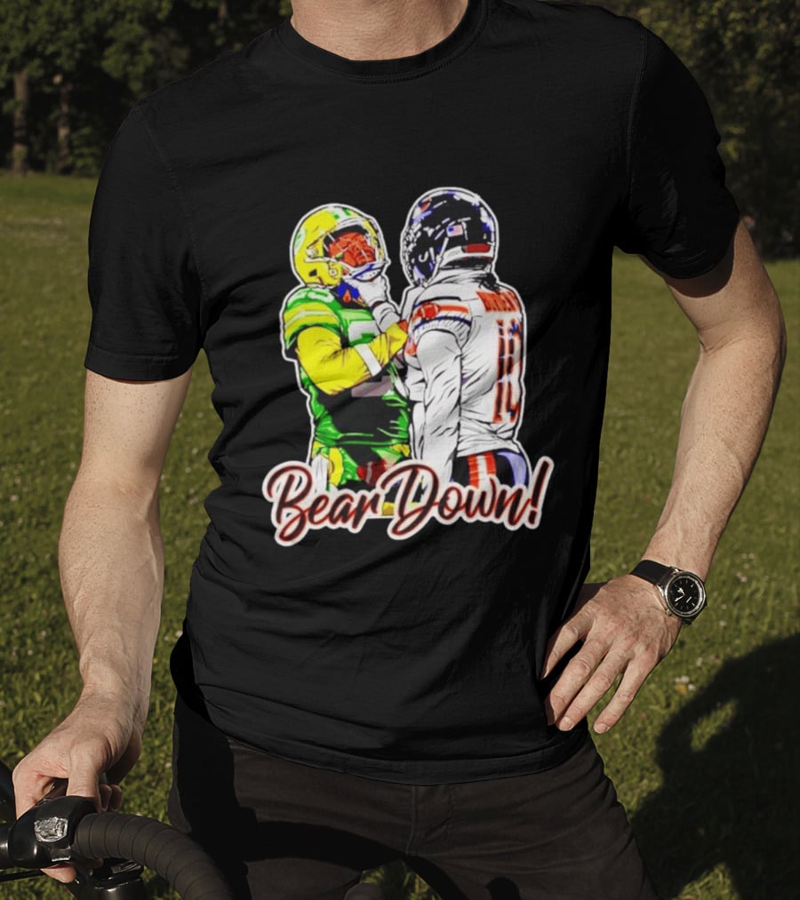 Aaron Rodgers Green Bay Packers Versus Luther Burden III Chicago Bears Bear Down Rivalry T-Shirt