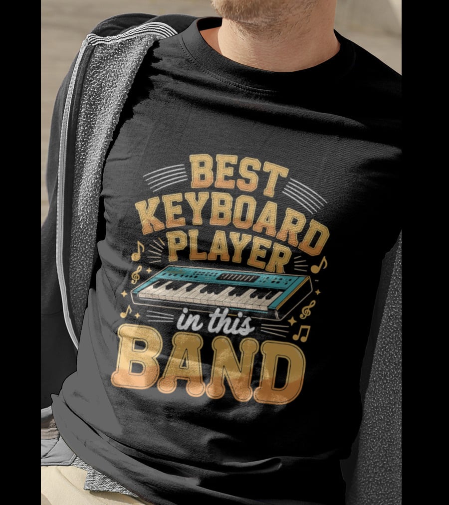 Best Keyboard Player In This Band Musical Notes Keyboard T-Shirt