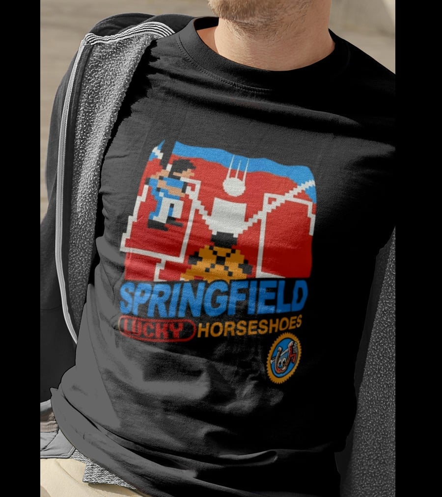 Springfield Lucky Horseshoes The Simpsons Video Game Styled Crest T-Shirt