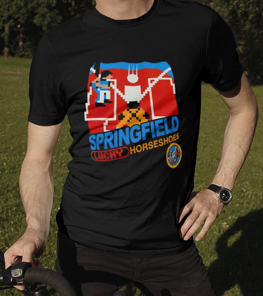 Springfield Lucky Horseshoes The Simpsons Video Game Styled Crest T-Shirt