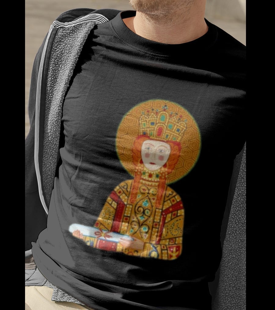 Byzantine Empress Eirene Colorful Regal Icon With Golden Crown And Scroll T-Shirt