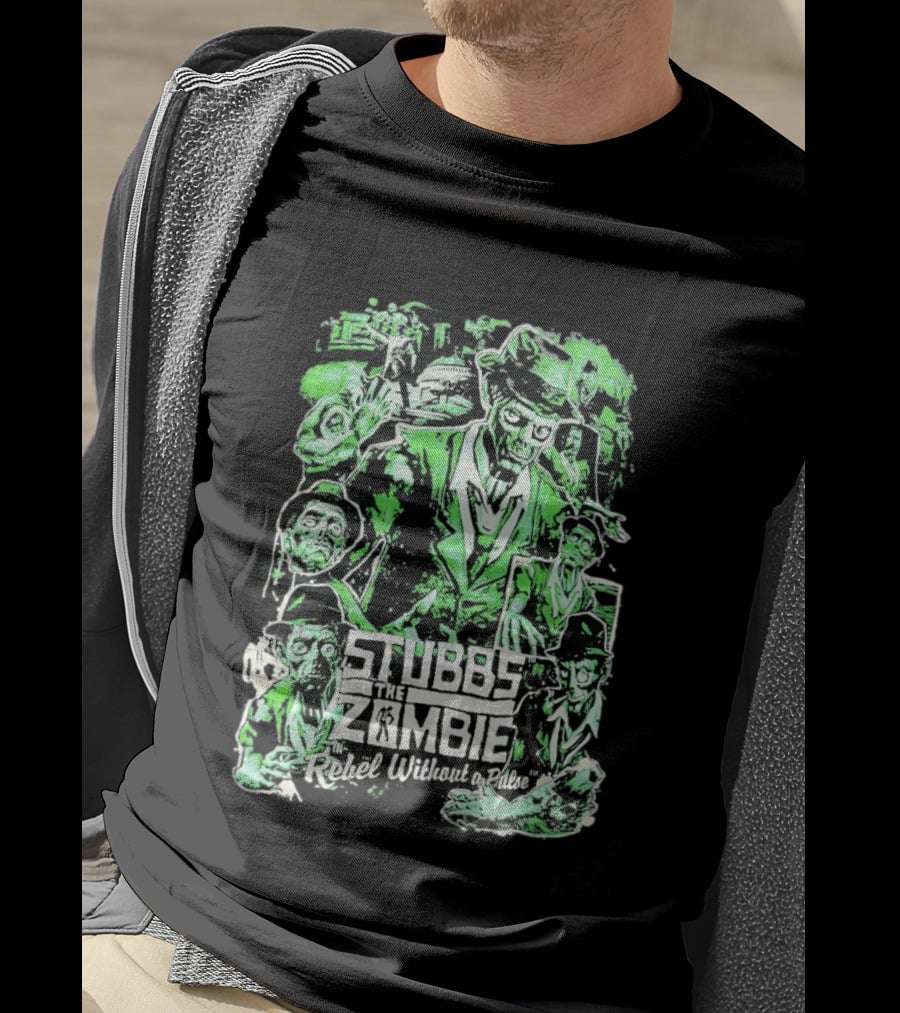 Stubbs The Zombie Rebel Without A Pulse Neon Green Horror Comic T-Shirt