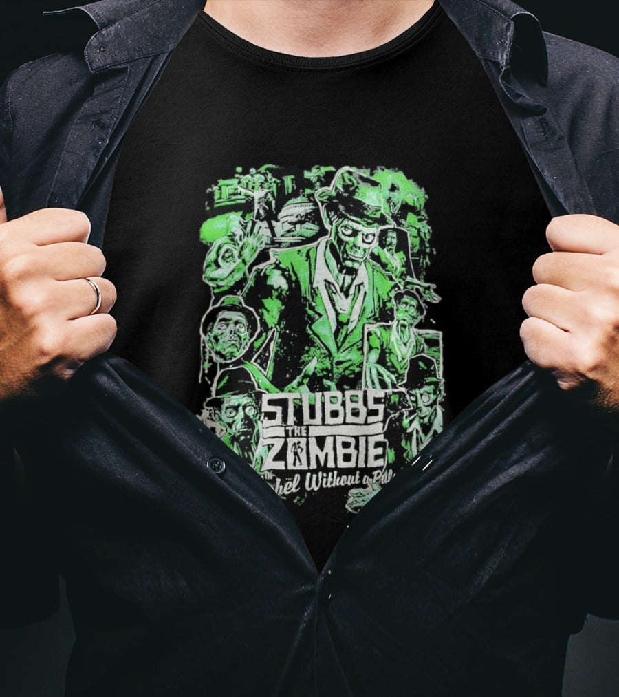 Stubbs The Zombie Rebel Without A Pulse Neon Green Horror Comic T-Shirt