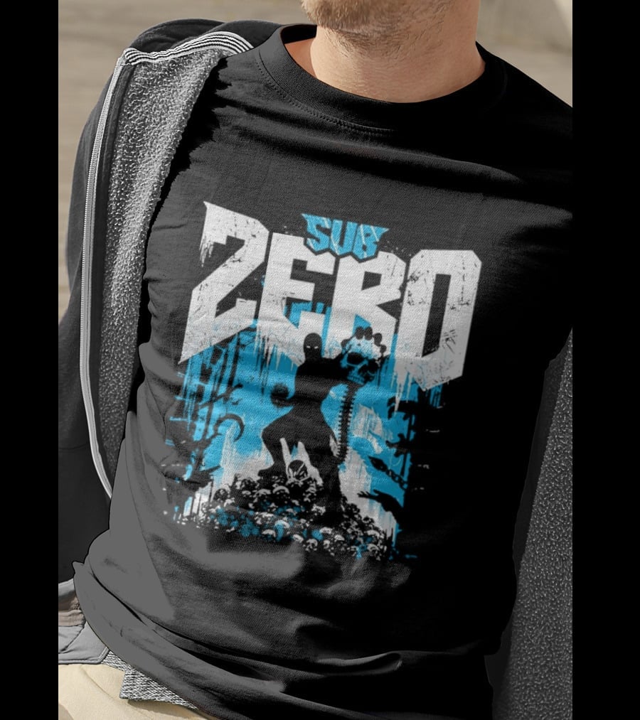 Mortal Kombat Sub Zero Ice Blue Silhouette And Freeze T-Shirt
