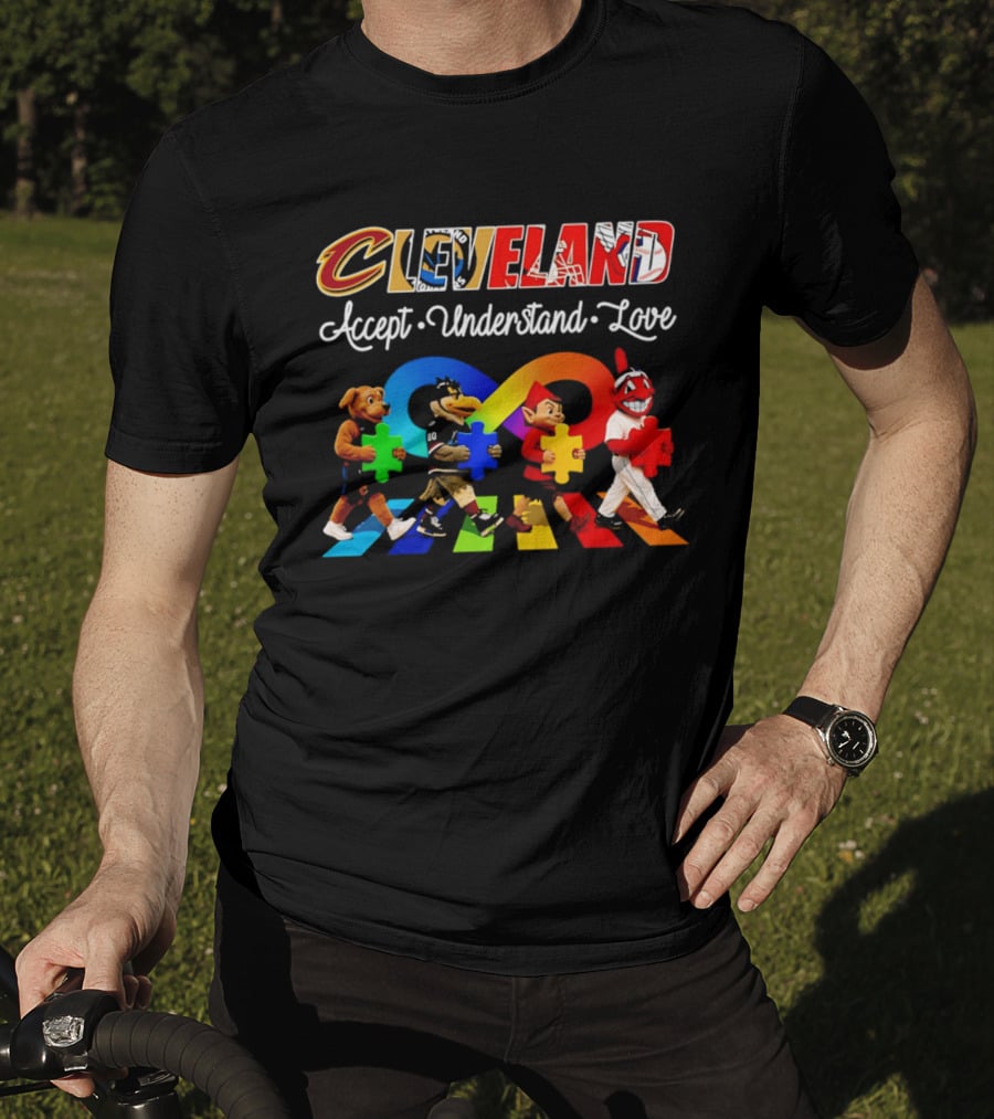Cleveland Accept Understand Love Infinity Puzzle Characters Crossing Walkway T-Shirt