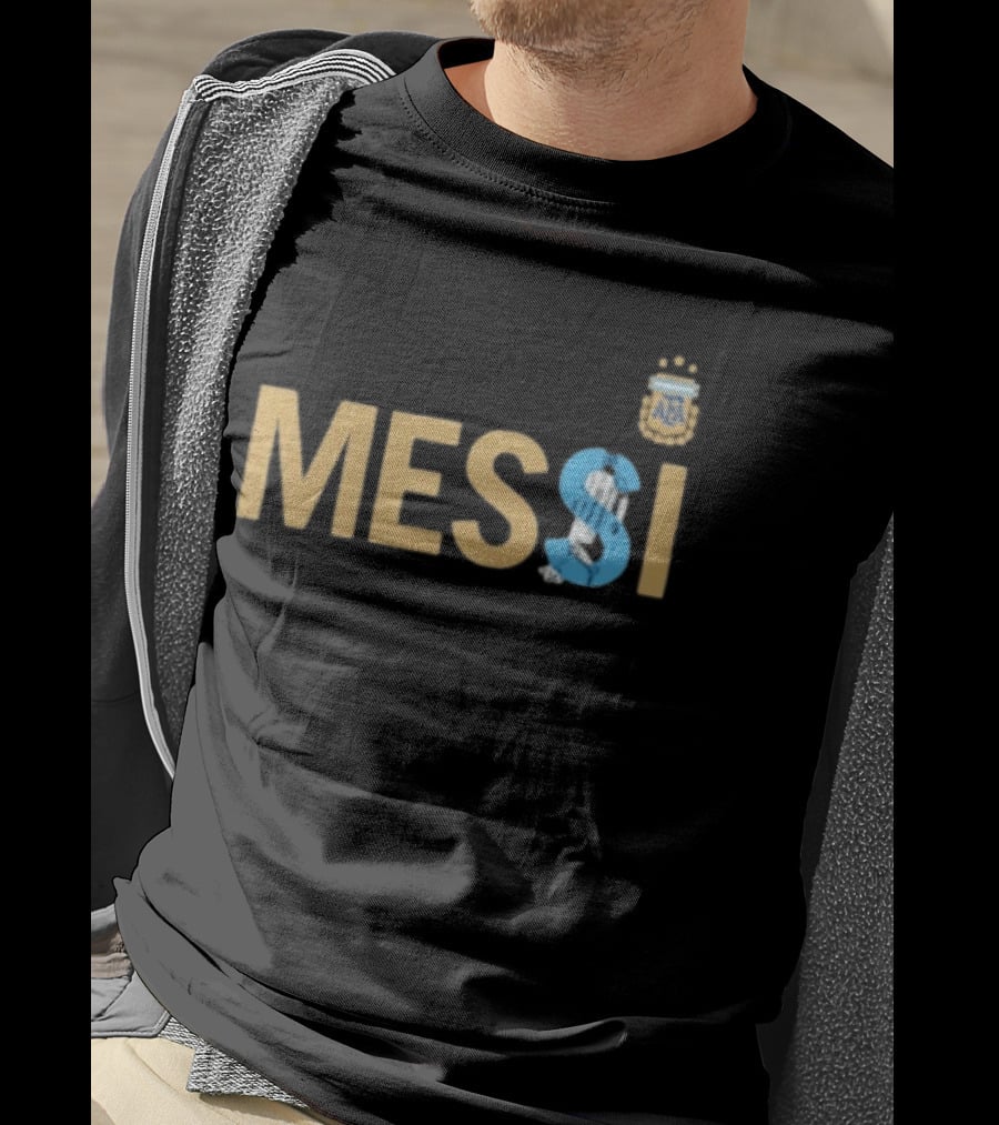 Messi Argentina AFA Emblem Striped T-Shirt