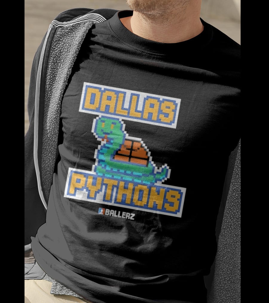 Dallas Pythons Ballerz Basketball Pixel Snake T-Shirt