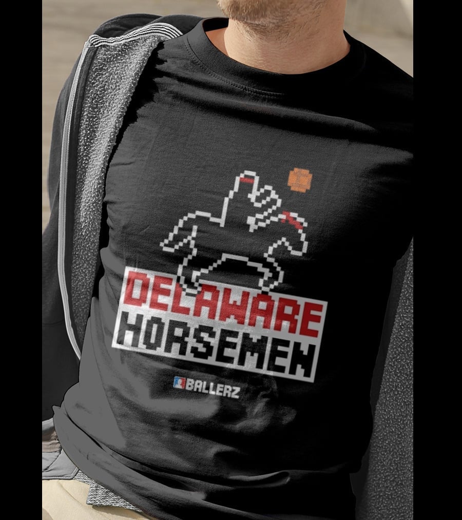 Delaware Horsemen Ballerz Pixel Art Style Basketball T-Shirt