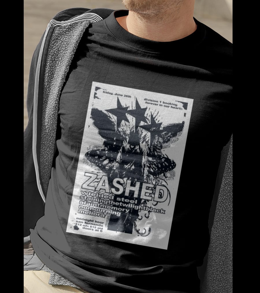 Friday June 26th San Fernando Midnight Hour Zashed Wielded Steel Stainingthetwilightblack A Faint Memory No Mourning Meliora T-Shirt