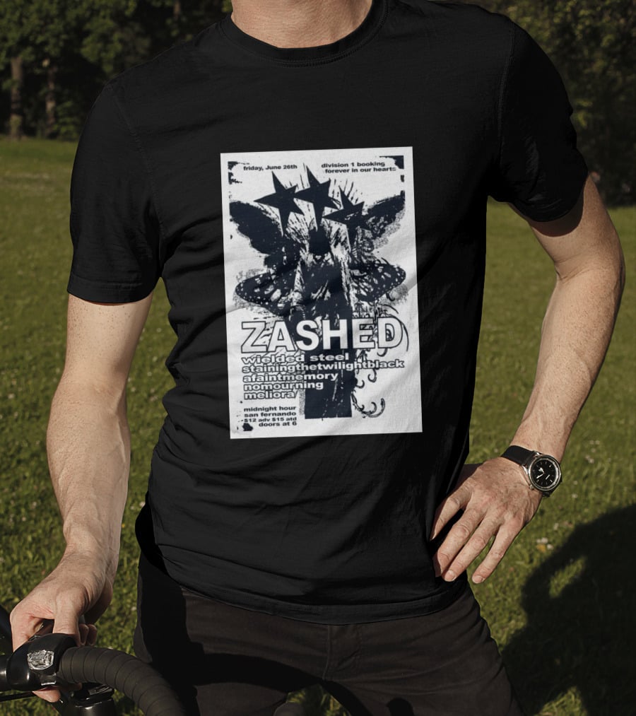 Friday June 26th San Fernando Midnight Hour Zashed Wielded Steel Stainingthetwilightblack A Faint Memory No Mourning Meliora T-Shirt