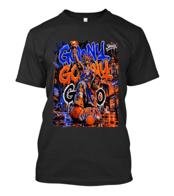 GO NY GO NY GO Knicks Basketball Statue Street T-Shirt
