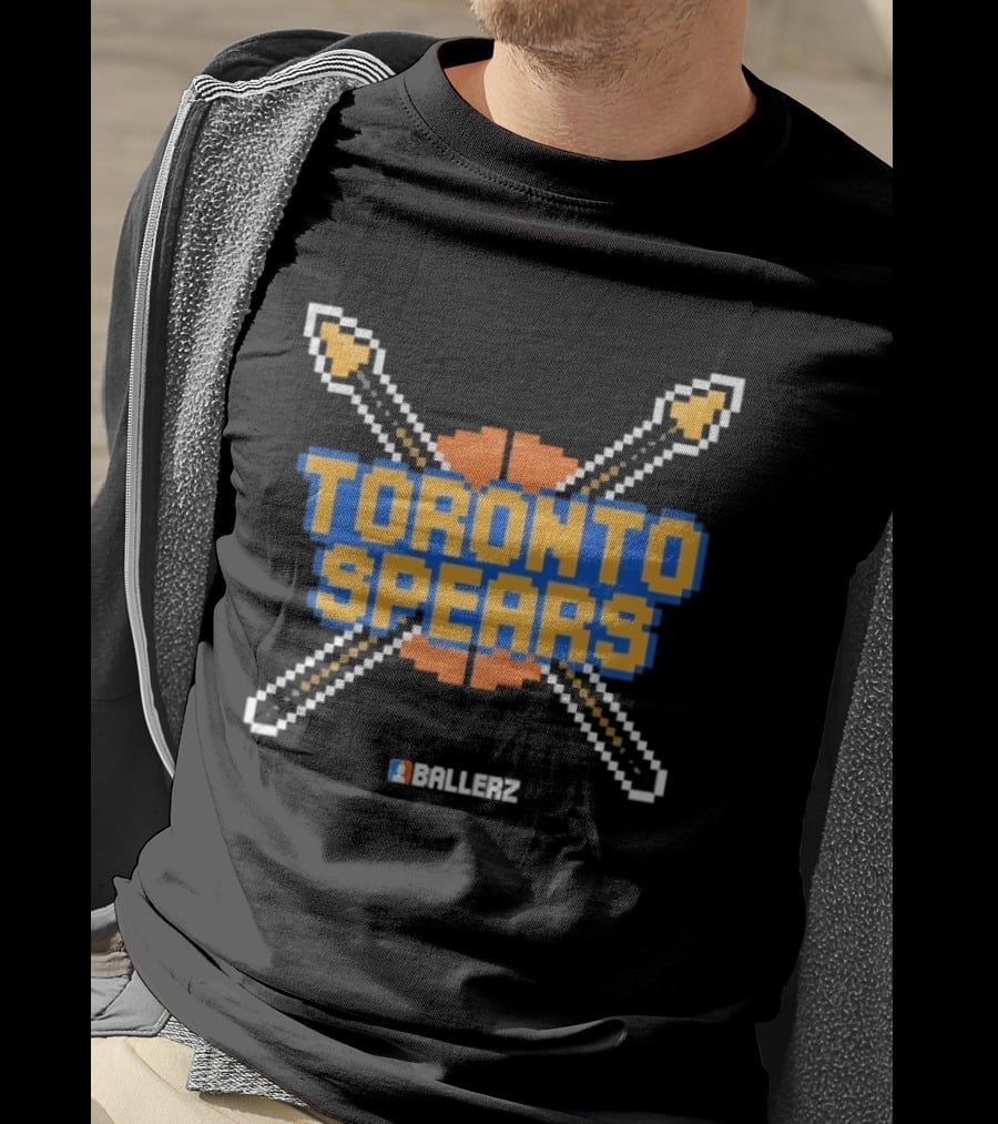 Toronto Spears Ballerz Basketball Pixel Icon Crossed Spears T-Shirt