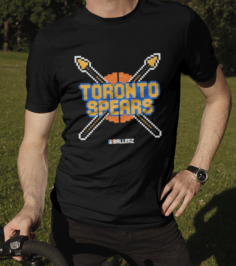 Toronto Spears Ballerz Basketball Pixel Icon Crossed Spears T-Shirt