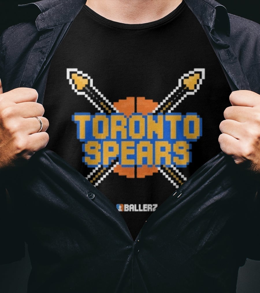 Toronto Spears Ballerz Basketball Pixel Icon Crossed Spears T-Shirt