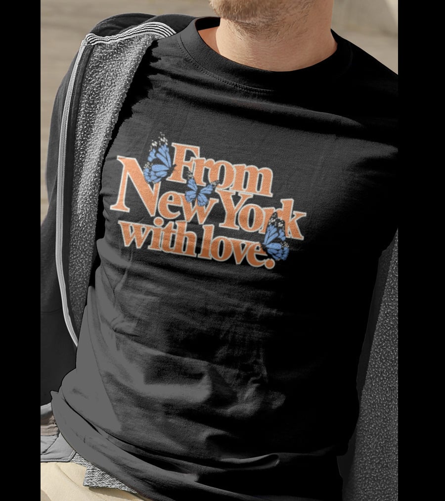 From New York With Love Blue Butterfly T-Shirt