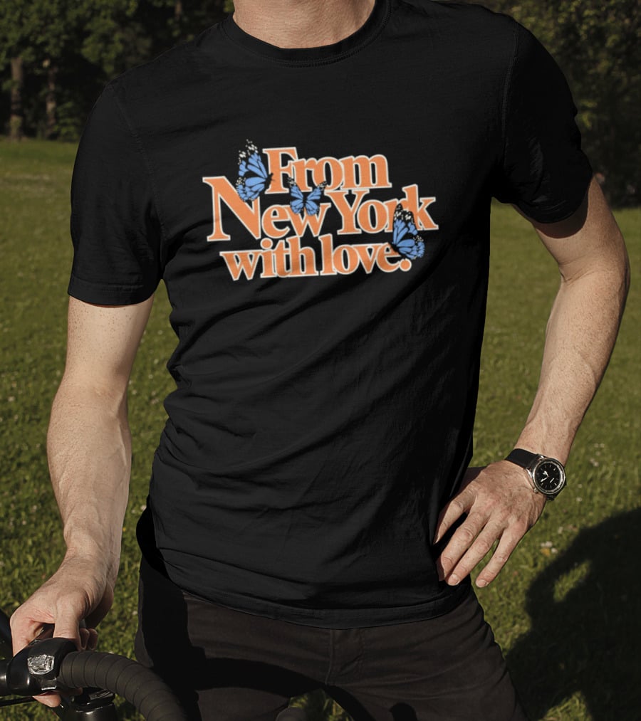 From New York With Love Blue Butterfly T-Shirt
