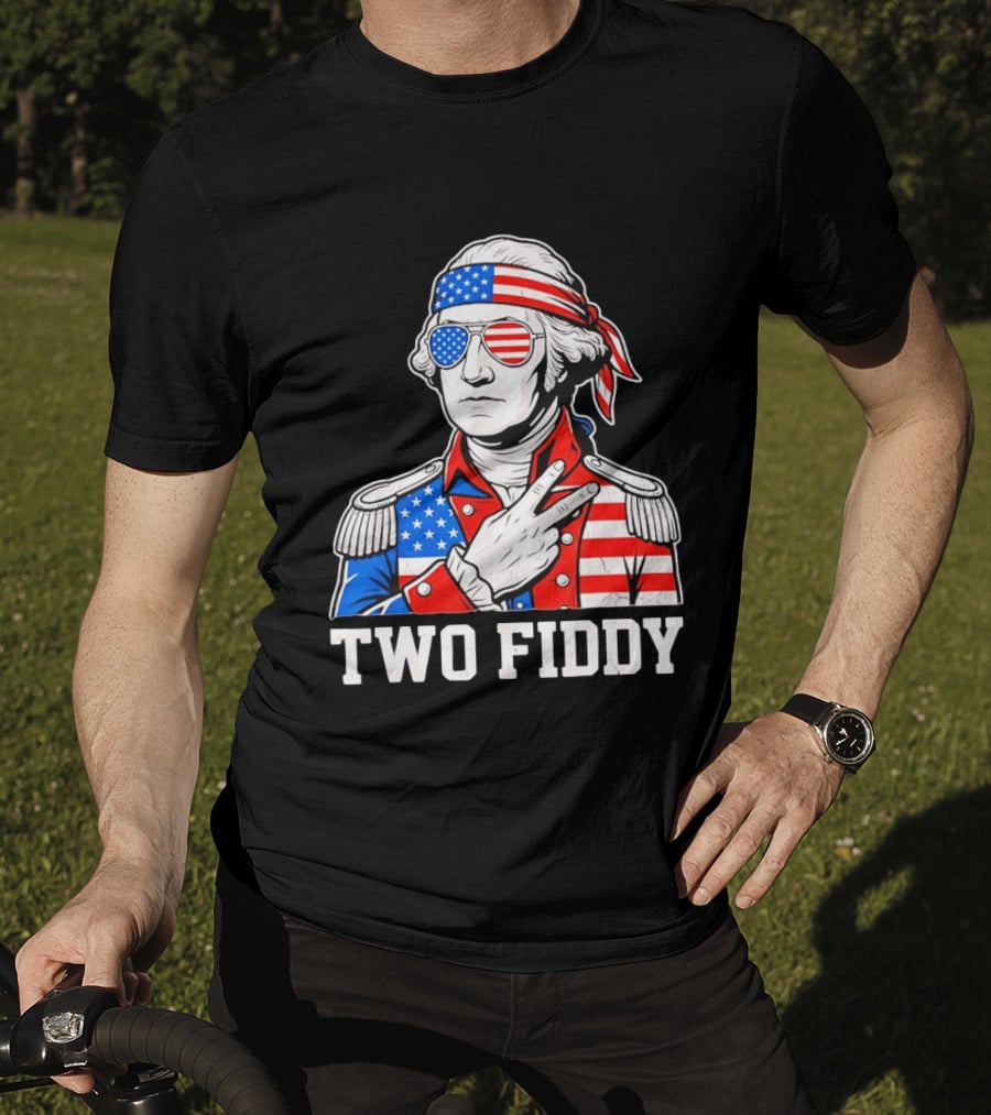 Two Fiddy George Washington American Flag 250th Anniversary T-Shirt