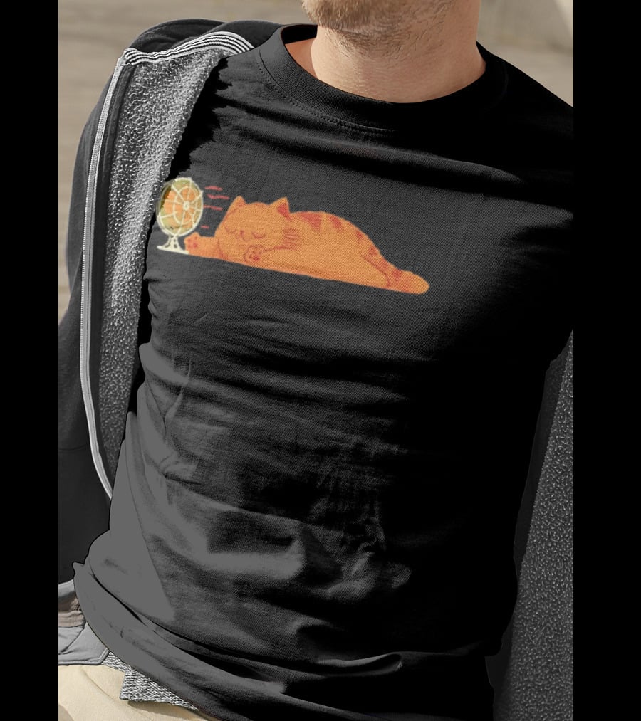 Orange Cat Relaxing In Front Of Fan Cool Breeze T-Shirt