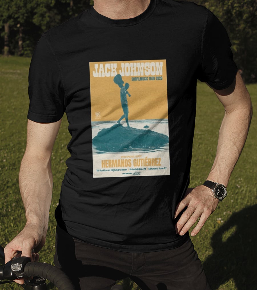 Jack Johnson Surfmusic Tour 2026 Philadelphia TD Pavilion With Special Guest Hermanos Gutiérrez June 27 T-Shirt