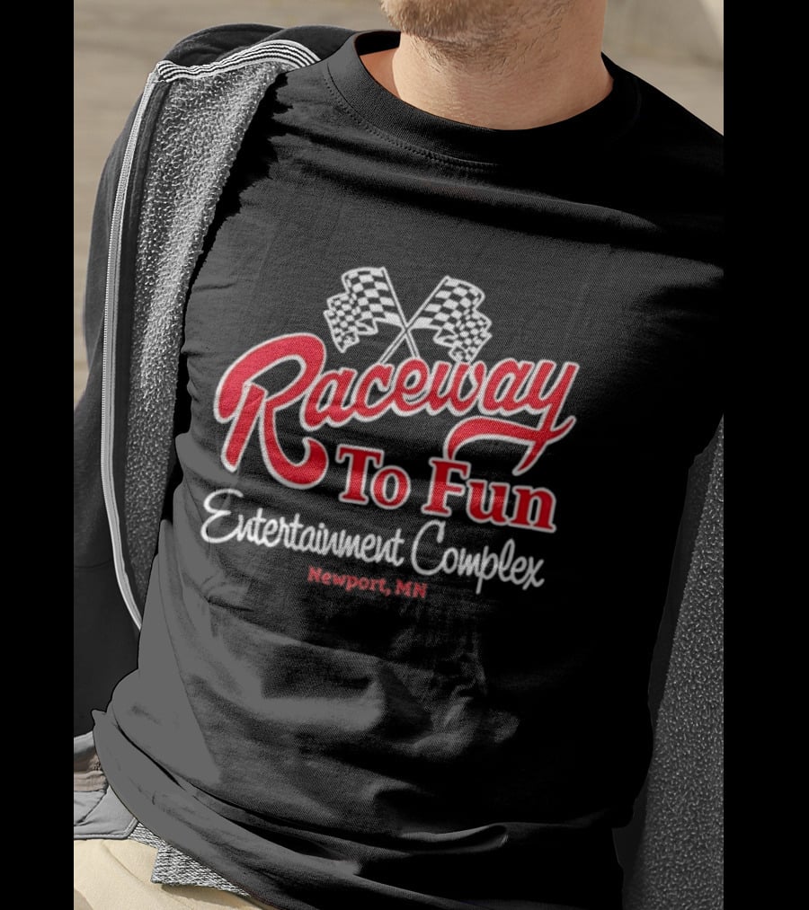 Raceway To Fun Entertainment Complex Newport MN Racing Flags T-Shirt