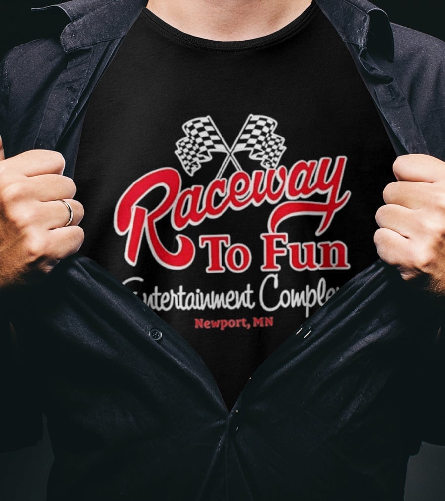 Raceway To Fun Entertainment Complex Newport MN Racing Flags T-Shirt